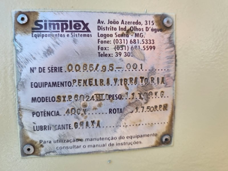 Leilão Online - PENEIRA VIBRATÓRIA 6M X 24M; 3 DEK; MARCA SIMPLEX; C